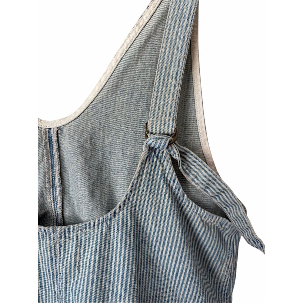 Free People We The Free Jumpsuit High Roller Light denim Stripe Blue Lagenlook B - Picture 9 of 11